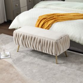 COOLMORE Storage Ottoman,Bedroom End Bench,Upholstered Fabric Storage Ottoman with Safety Hinge, Entryway Padded Footstool, Ottoman Bench for Living R