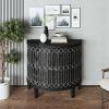 Accent Cabinet Modern Half-moon 2 Door Wooden Cabinet Storage Cabinet Solid Wood Veneer with Featuring Two-tier Storage, for Living Room, Hallway, Ent