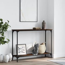 Console Table Brown Oak 39.8"x12"x29.5" Engineered Wood
