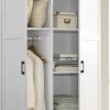 Aubree White Wardrobe Cabinet Armoire with 2 Drawers and Hanging Rod