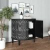 Accent Cabinet Modern Half-moon 2 Door Wooden Cabinet Storage Cabinet Solid Wood Veneer with Featuring Two-tier Storage, for Living Room, Hallway, Ent