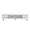 ON-TREND Contemporary TV Stand with Sliding Fluted Glass Doors, Slanted Drawers Media Console for TVs Up to 70", Chic Elegant TV Cabinet with Golden M