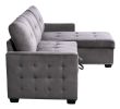 77 Inch Reversible Sectional Storage Sleeper Sofa Bed , L-Shape 2 Seat Sectional Chaise With Storage , Skin-Feeling Velvet Fabric ,Dark Grey Color For