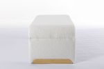 New Boucle Fabric Loveseat Ottoman Footstool Bedroom Bench Shoe Bench With Gold Metal Legs,Ivory White