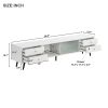 ON-TREND Contemporary TV Stand with Sliding Fluted Glass Doors, Slanted Drawers Media Console for TVs Up to 70", Chic Elegant TV Cabinet with Golden M