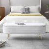 46.9" Width Oval Storage Bench with Gold Legs,Teddy Fabric Upholstered Ottoman Storage Benches for Bedroom End of Bed,Sherpa Fabric Bench for Living R