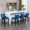 A&A Furniture,Contemporary Velvet Upholstered Wing-Back Barstools with Button Tufted Decoration and Wooden Legs, and Chrome Nailhead Trim, Leisure Sty