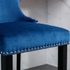 A&A Furniture,Contemporary Velvet Upholstered Wing-Back Barstools with Button Tufted Decoration and Wooden Legs, and Chrome Nailhead Trim, Leisure Sty