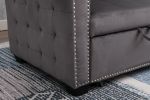 77 Inch Reversible Sectional Storage Sleeper Sofa Bed , L-Shape 2 Seat Sectional Chaise With Storage , Skin-Feeling Velvet Fabric ,Dark Grey Color For