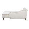 Beige Chaise Lounge Indoor,Velvet Lounge Chair for Bedroom with Storage & Pillow,Modern Upholstered Rolled Arm Chase Lounge for Sleeping with Nailhead