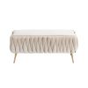 COOLMORE Storage Ottoman,Bedroom End Bench,Upholstered Fabric Storage Ottoman with Safety Hinge, Entryway Padded Footstool, Ottoman Bench for Living R