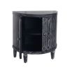 Accent Cabinet Modern Half-moon 2 Door Wooden Cabinet Storage Cabinet Solid Wood Veneer with Featuring Two-tier Storage, for Living Room, Hallway, Ent