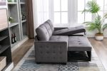 77 Inch Reversible Sectional Storage Sleeper Sofa Bed , L-Shape 2 Seat Sectional Chaise With Storage , Skin-Feeling Velvet Fabric ,Dark Grey Color For