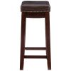 Claridge 26" Backless Indoor Counter Stool, Dark Brown with Blue Faux Leather, Includes 1 Stool