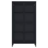 Four Glass Door Storage Cabinet with Adjustable Shelves and Feet Cold-Rolled Steel Sideboard Furniture for Living Room Kitchen Black