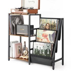 Record Player Stand (Color: Brown&Black)