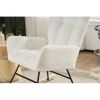 Rocking Chair Nursery, Solid Wood Legs Reading Chair with Teddy Fabirc Upholstered , Nap Armchair for Living Rooms, Bedrooms, Offices, Best Gift,Teddy