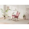 Rocking Chair Nursery, Solid Wood Legs Reading Chair with Teddy Fabirc Upholstered , Nap Armchair for Living Rooms, Bedrooms, Offices, Best Gift,Teddy