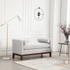 53.5"W Elegant Upholstered Bench, Ottoman with Wood Legs & Bolster Pillows for End of Bed, Bedroom, Living Room, Entryway
