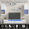 Extended; Minimalist Style 7 Pieces Floating TV Stand Set; High Gloss Wall Mounted Entertainment Center with 16-color LED Light Strips for 90+ inch TV