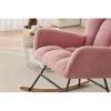 Rocking Chair Nursery, Solid Wood Legs Reading Chair with Teddy Fabirc Upholstered , Nap Armchair for Living Rooms, Bedrooms, Offices, Best Gift,Teddy