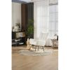 Rocking Chair Nursery, Solid Wood Legs Reading Chair with Teddy Fabirc Upholstered , Nap Armchair for Living Rooms, Bedrooms, Offices, Best Gift,Teddy
