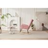 Rocking Chair Nursery, Solid Wood Legs Reading Chair with Teddy Fabirc Upholstered , Nap Armchair for Living Rooms, Bedrooms, Offices, Best Gift,Teddy