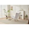 Rocking Chair Nursery, Solid Wood Legs Reading Chair with Teddy Fabirc Upholstered , Nap Armchair for Living Rooms, Bedrooms, Offices, Best Gift,Teddy