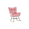 Rocking Chair Nursery, Solid Wood Legs Reading Chair with Teddy Fabirc Upholstered , Nap Armchair for Living Rooms, Bedrooms, Offices, Best Gift,Teddy