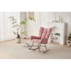 Rocking Chair Nursery, Solid Wood Legs Reading Chair with Teddy Fabirc Upholstered , Nap Armchair for Living Rooms, Bedrooms, Offices, Best Gift,Teddy