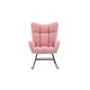 Rocking Chair Nursery, Solid Wood Legs Reading Chair with Teddy Fabirc Upholstered , Nap Armchair for Living Rooms, Bedrooms, Offices, Best Gift,Teddy