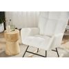 Rocking Chair Nursery, Solid Wood Legs Reading Chair with Teddy Fabirc Upholstered , Nap Armchair for Living Rooms, Bedrooms, Offices, Best Gift,Teddy