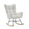 Rocking Chair Nursery, Solid Wood Legs Reading Chair with Teddy Fabirc Upholstered , Nap Armchair for Living Rooms, Bedrooms, Offices, Best Gift,Teddy