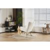 Rocking Chair Nursery, Solid Wood Legs Reading Chair with Teddy Fabirc Upholstered , Nap Armchair for Living Rooms, Bedrooms, Offices, Best Gift,Teddy