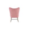 Rocking Chair Nursery, Solid Wood Legs Reading Chair with Teddy Fabirc Upholstered , Nap Armchair for Living Rooms, Bedrooms, Offices, Best Gift,Teddy