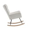 Rocking Chair Nursery, Solid Wood Legs Reading Chair with Teddy Fabirc Upholstered , Nap Armchair for Living Rooms, Bedrooms, Offices, Best Gift,Teddy