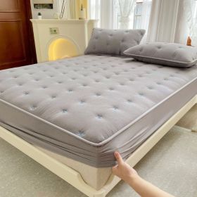 Embroidered Cotton Soybean One-piece Fiber All-inclusive Protection Mattress Cover (Option: Light Gray-120 √ó 200)